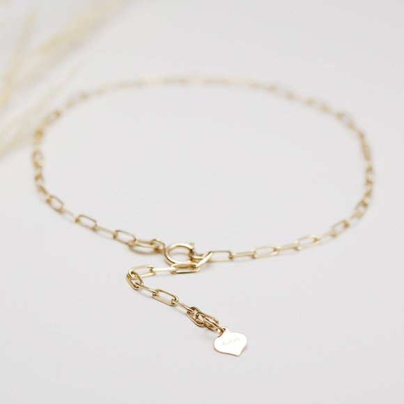 14K Gold Paper Clip Chain Link Bracelet NEW/NEVER WORN - Picture 1 of 5